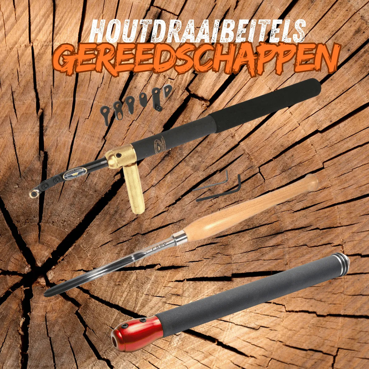 Houtdraaibetels, uitholgereedschap, gutsen, handvatten